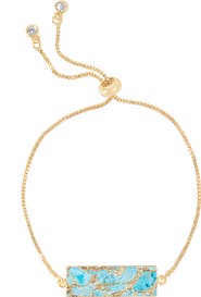 SAACHI 18K Gold Plated Mojave Turquoise Rectangle Slider Bracelet
