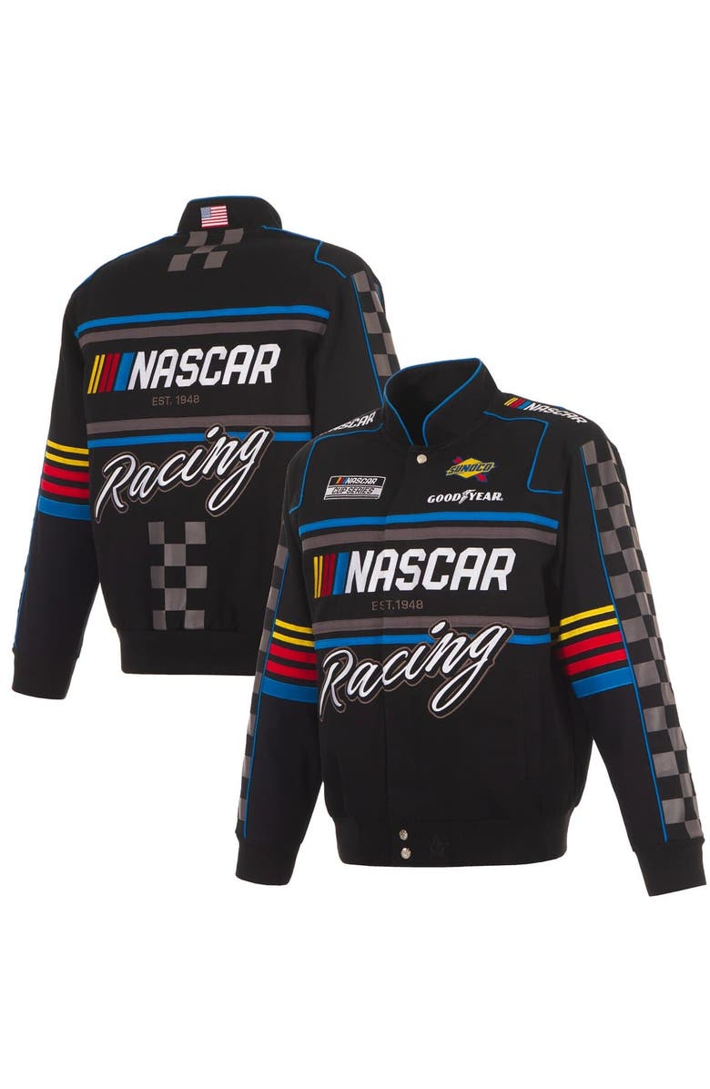 JH DESIGN Men's JH Design Black NASCAR  Full-Snap Twill Uniform Jacket, Alternate, color, Black