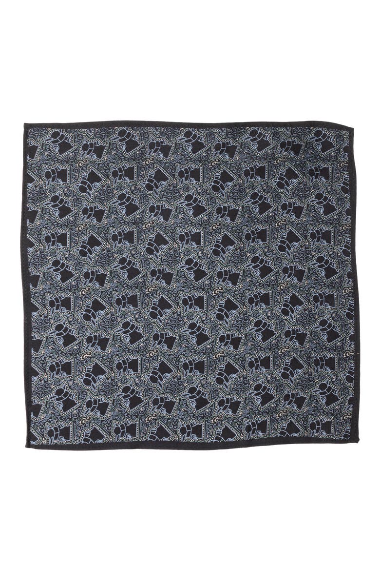 Grogu Silk Pocket Square, Alternate, color, NAVY