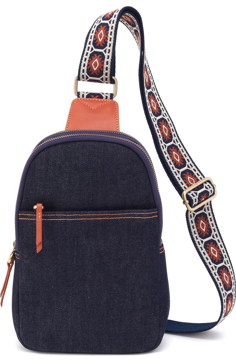 HOBO Cass Leather Sling Bag, Main, color, Dark Denim
