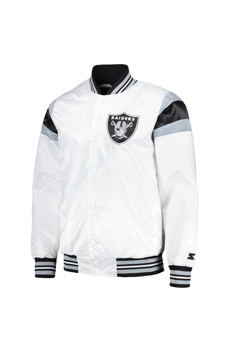 STARTER Men's Starter White Las Vegas Raiders Satin Full-Snap Varsity Jacket, Alternate, color, 