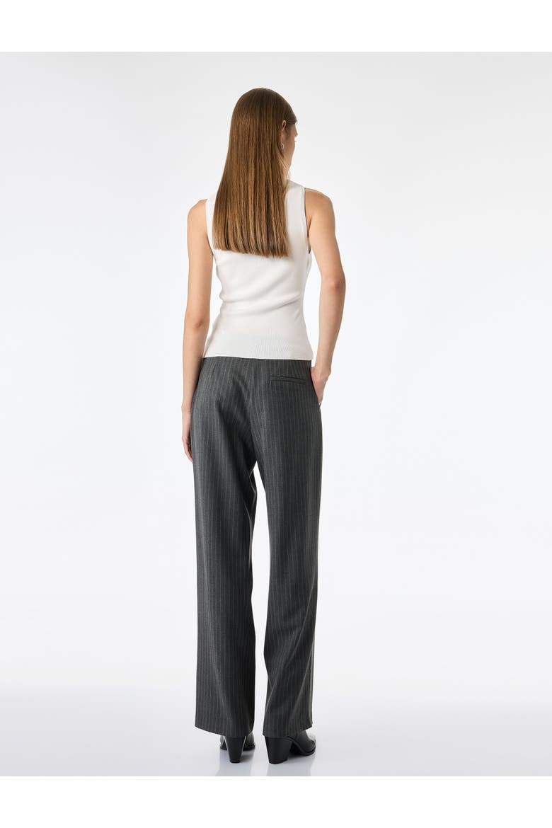 Pinstriped Wide Leg Trousers With Pockets, Alternate, color, Gray Striped