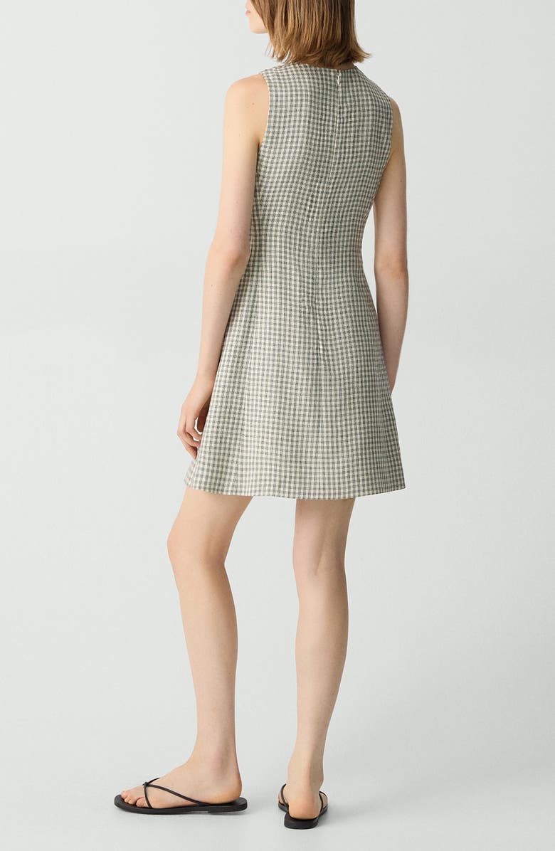 Theory Check Linen Blend Minidress, Alternate, color, Cream Multi