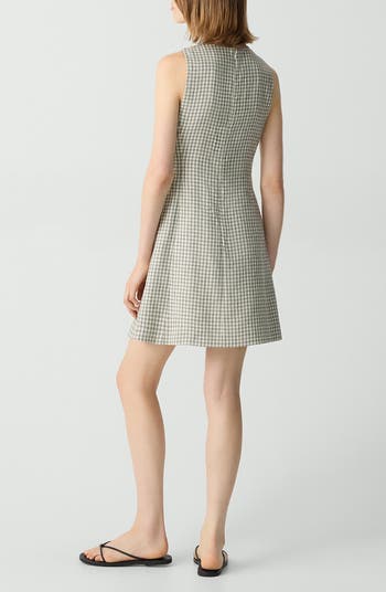 Check Linen Blend Minidress