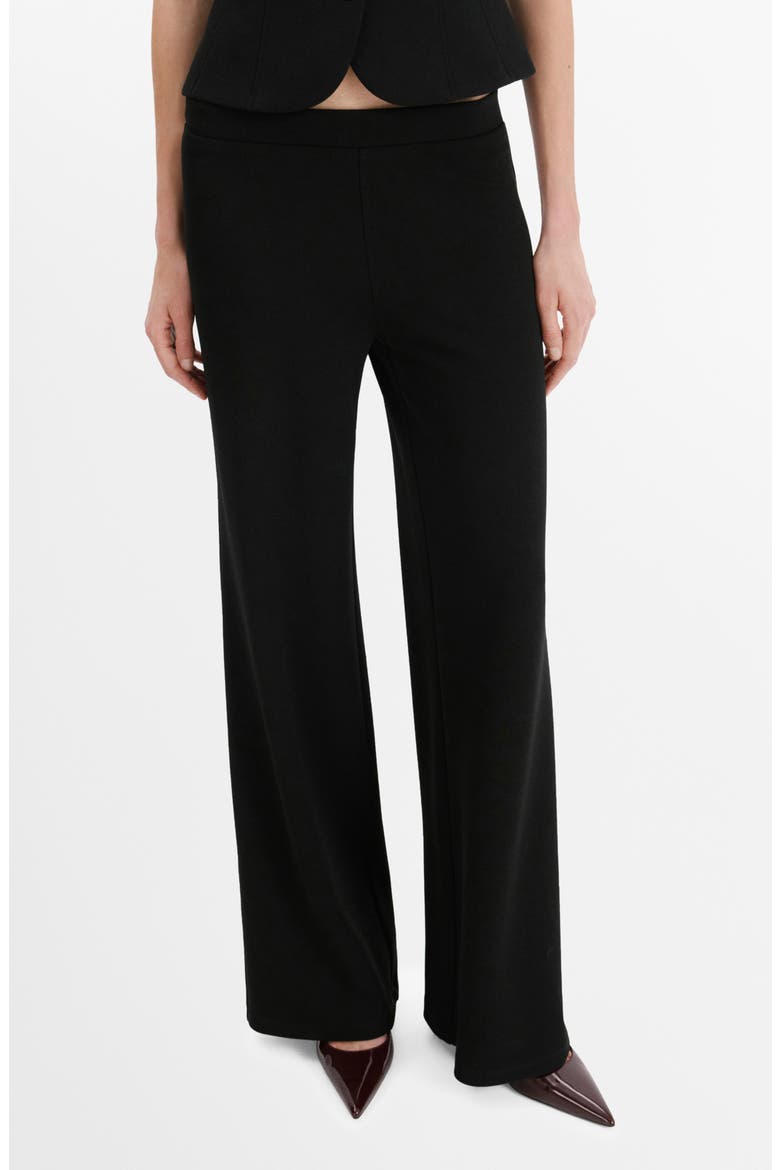 Elastic Waist Straight Leg Suit Pants, Main, color, BLACK