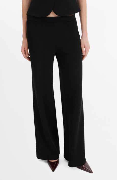 Elastic Waist Straight Leg Suit Pants