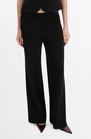 MANGO Elastic Waist Straight Leg Suit Pants
