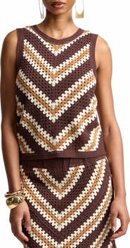 Avec Les Filles Chevron Crochet Sleeveless Top