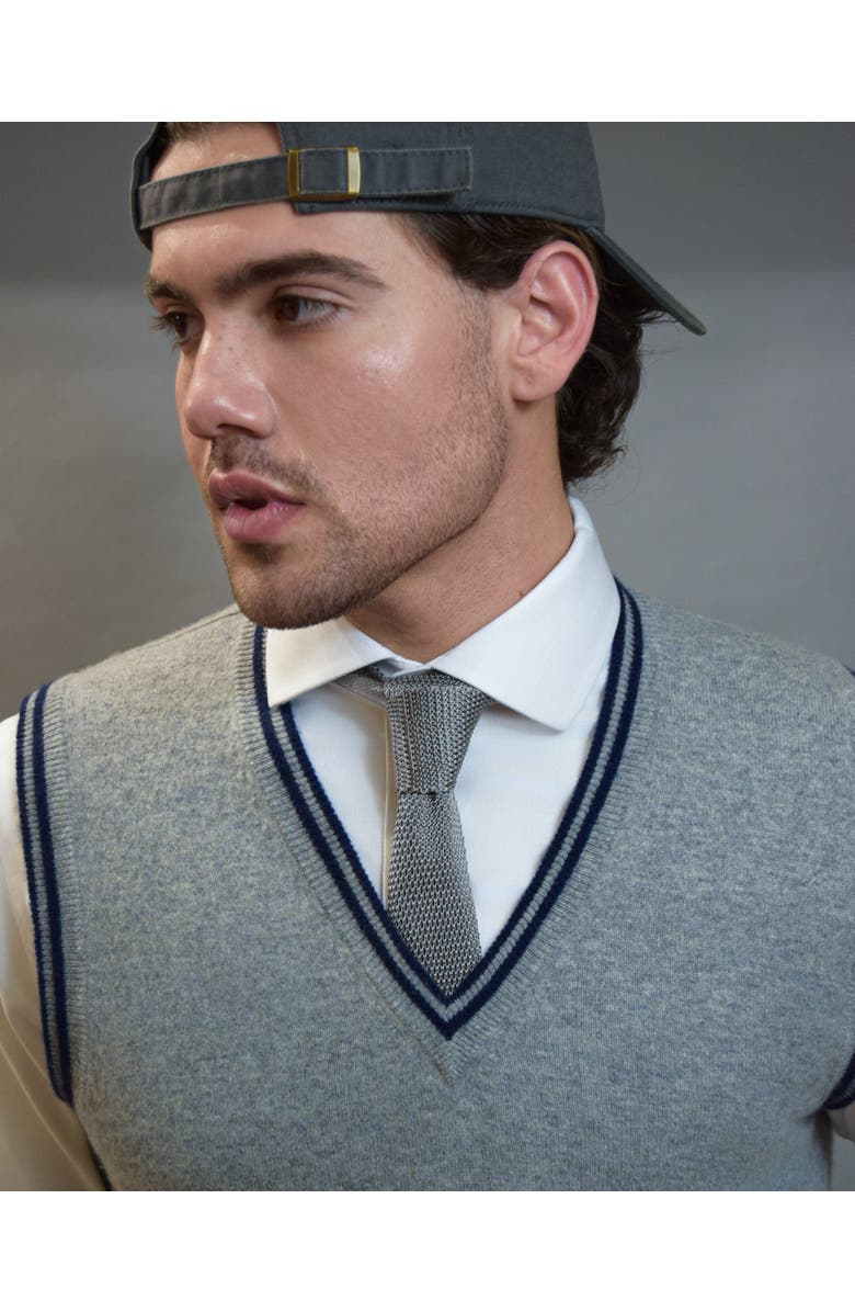 Knottery & Co Classic Knit Silk Tie, Alternate, color, Silver Grey