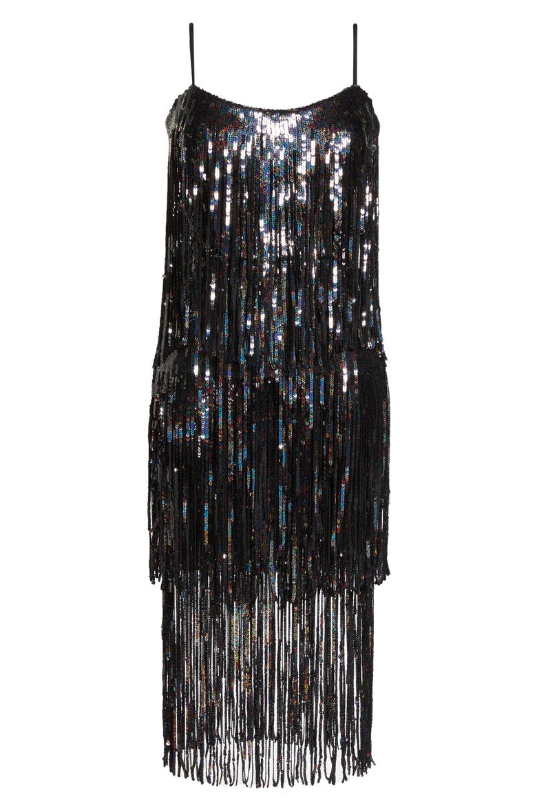 Roxy Fringe Shift Dress, Alternate, color, ONYX