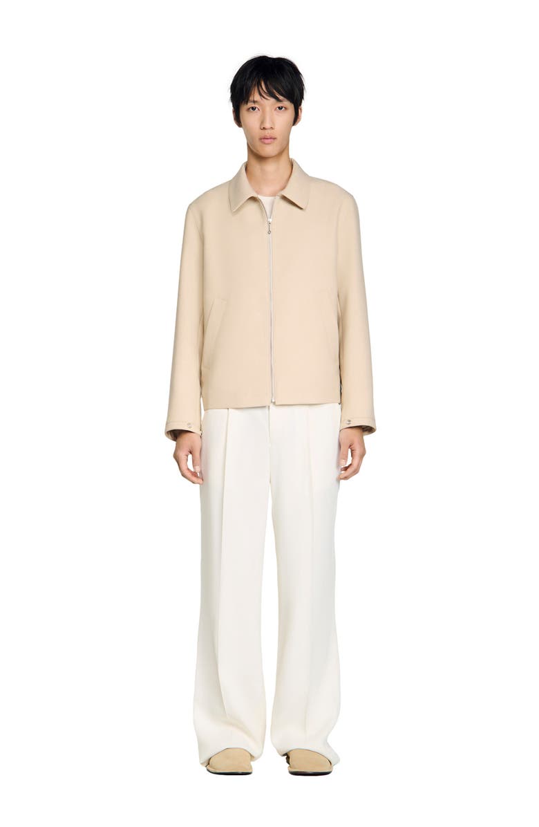 SANDRO Zip-up jacket, Alternate, color, Beige