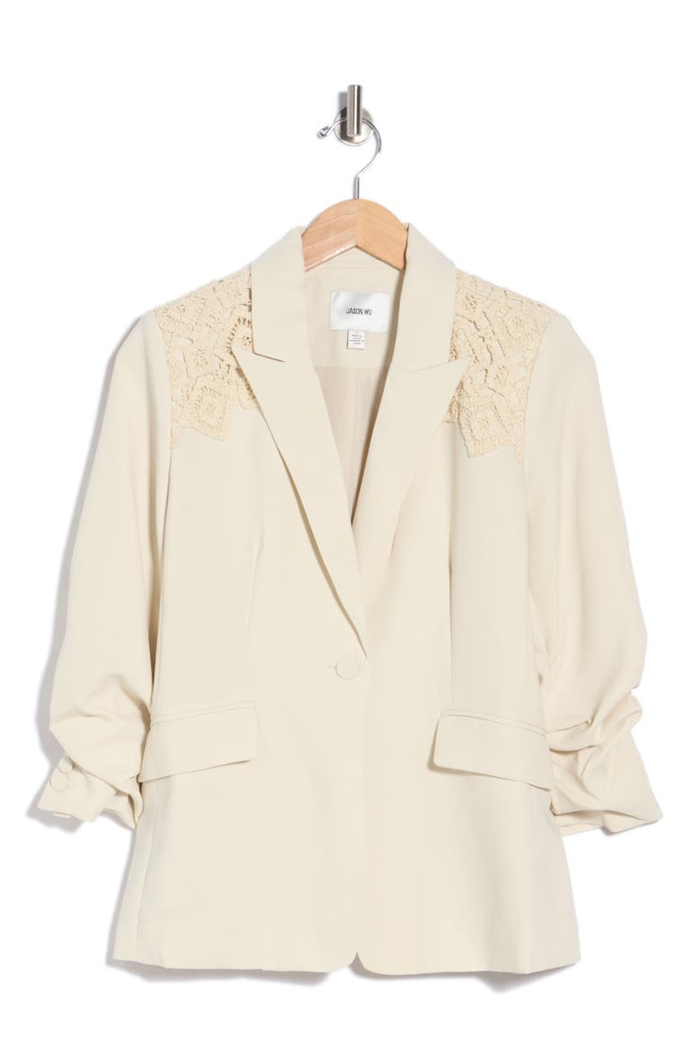 Open Knit Shoulder Blazer, Main, color, IVORY
