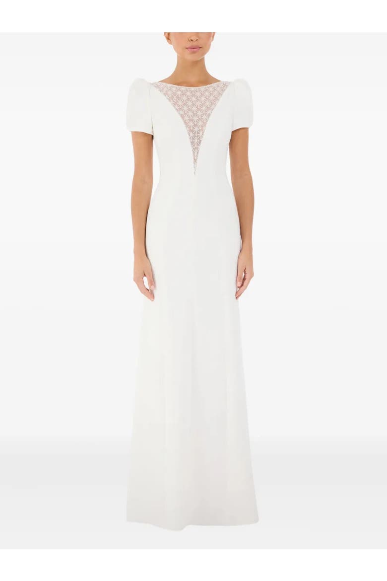 Empress Puff-Sleeve Crystal-Embellished Maxi Dress, Main, color, Ivory