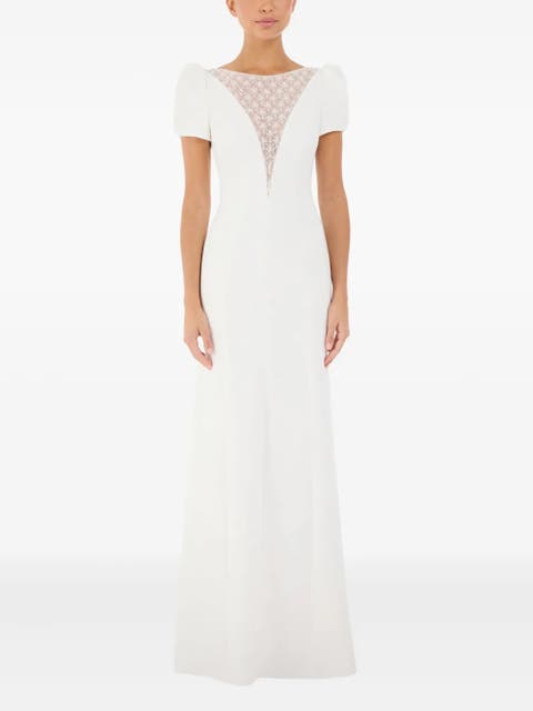 Empress Puff-Sleeve Crystal-Embellished Maxi Dress