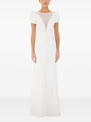 Jenny Packham Empress Puff-Sleeve Crystal-Embellished Maxi Dress