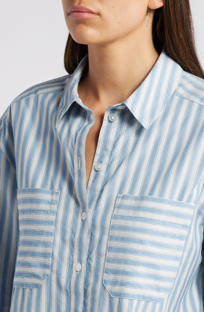 Treasure & Bond Boxy Stripe Oxford Button-Up Shirt, Alternate, color, Blue Spring Textured Stripe