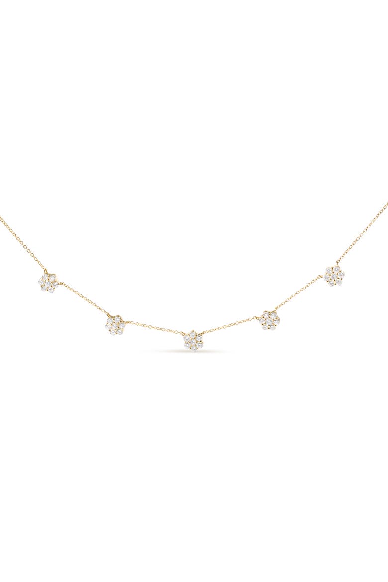 14K Yellow Gold 2.00 Cttw Diamond  Cluster 18" Station Necklace, Main, color, Yellow Gold