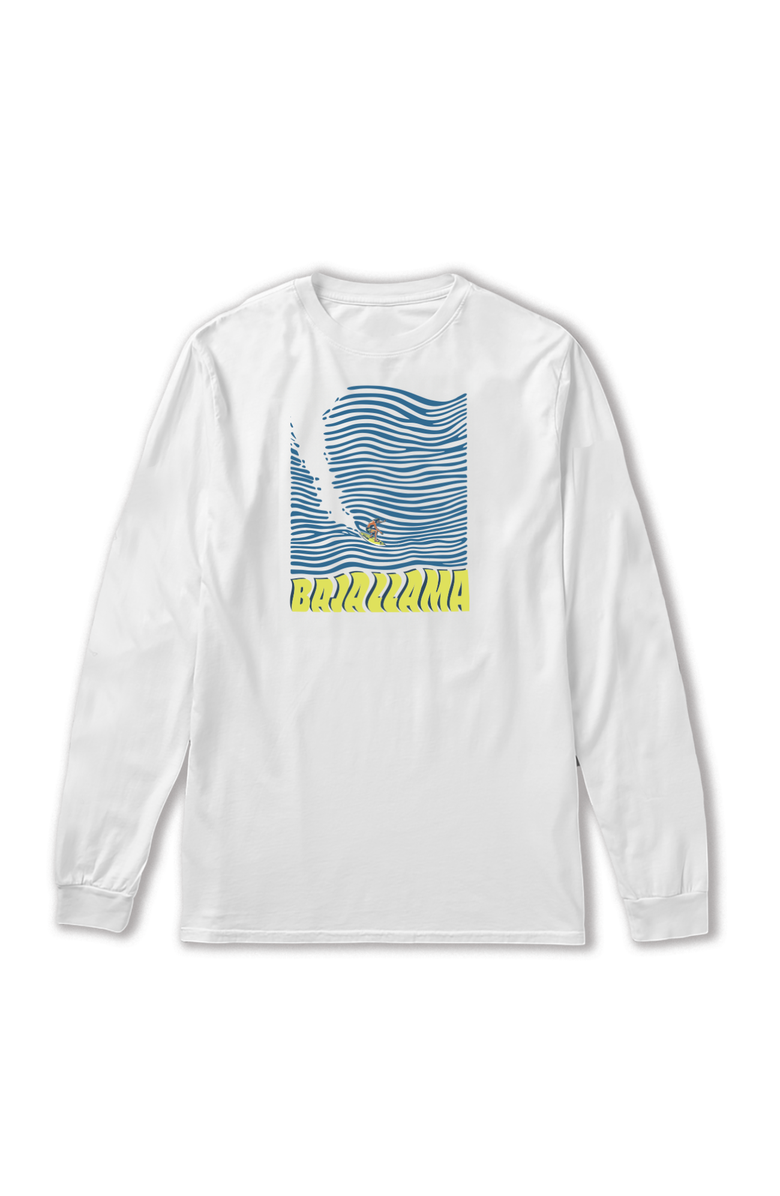 Baja Llama 100 Foot Wave - Long Sleeve Primo Graphic Tee, Main, color, White