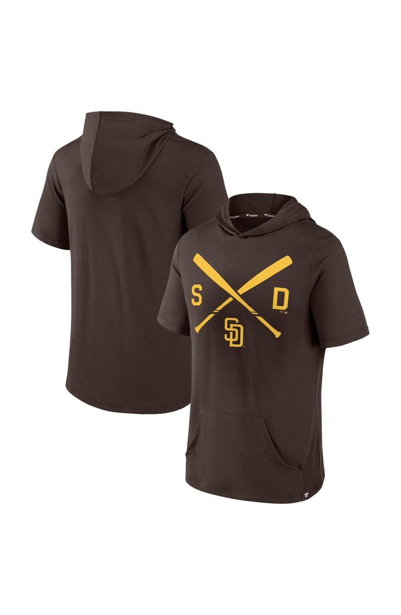 FANATICS Men's Fanatics Brown San Diego Padres Iconic Rebel Short Sleeve Hooded Top, Alternate, color, 