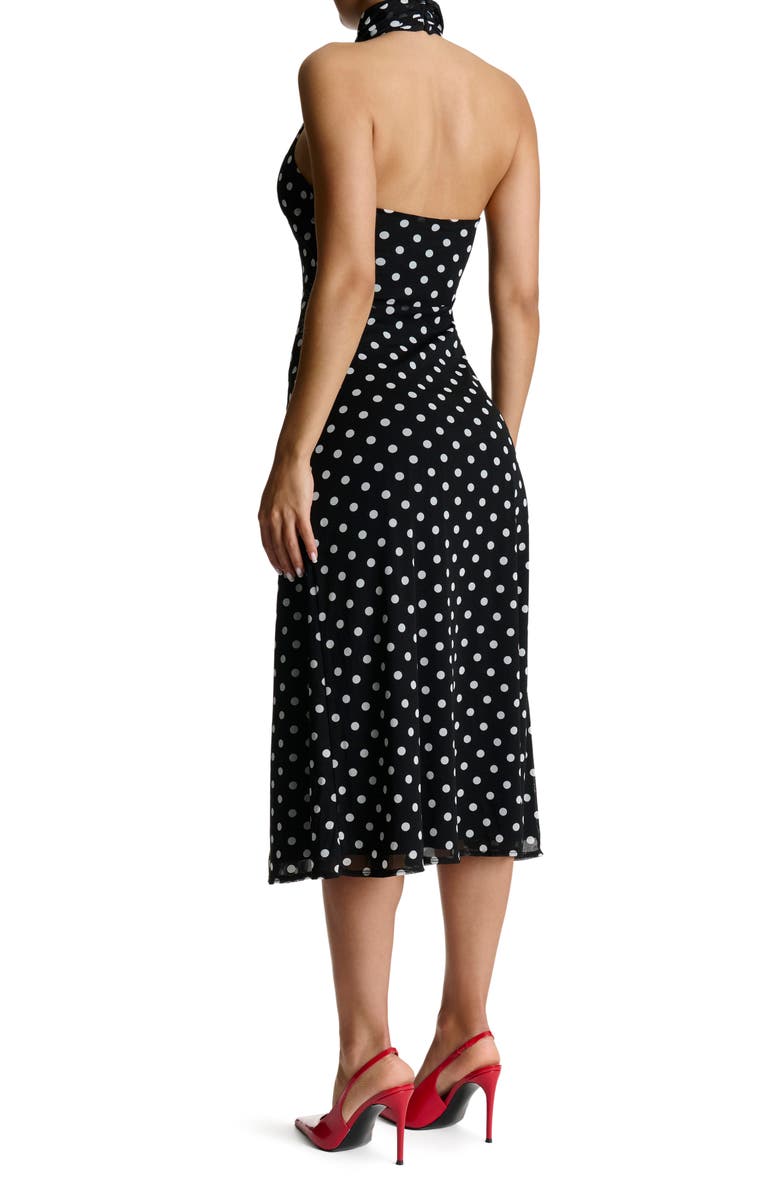 Naked Wardrobe Polka Dot A-Line Halter Dress, Alternate, color, 
