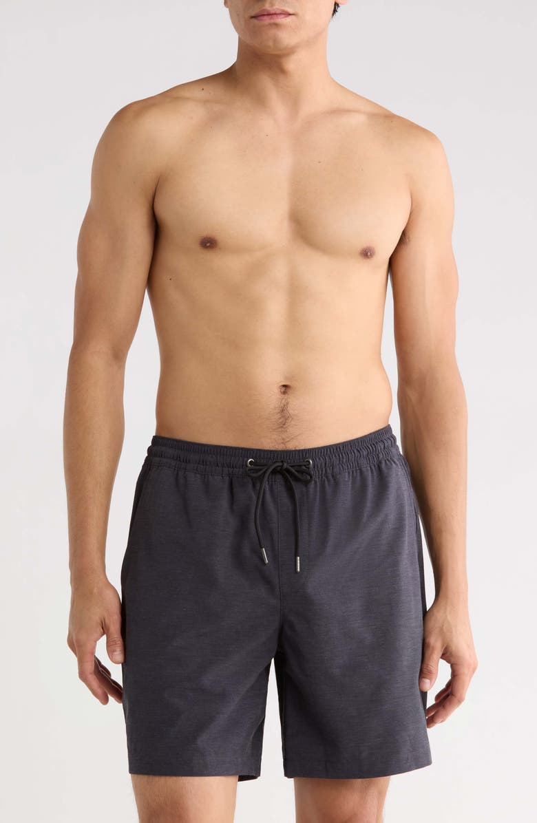 Nordstrom 7-Inch Volley Swim Shorts, Main, color, Black