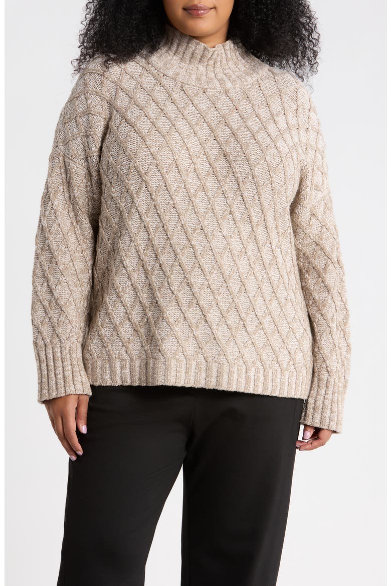 Turtleneck Organic Cotton Blend Sweater, Main, color, TWINE