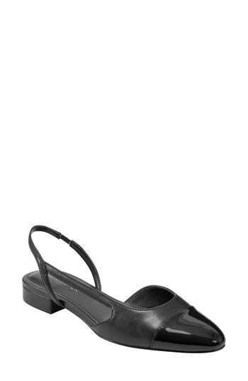 Marc Fisher Dela Slingback Flat In Black