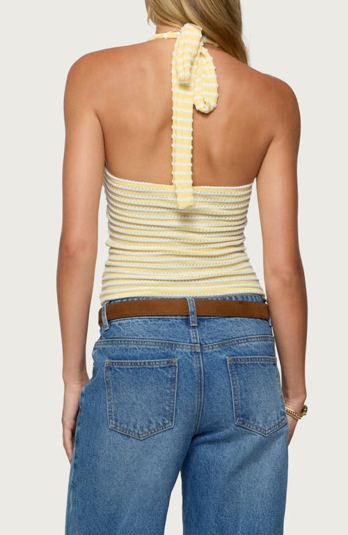 Edikted Lovina Textured Stripe Halter Top In Yellow