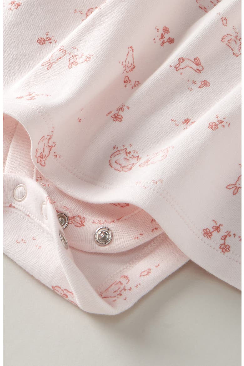 Smocked Waist Skirted Cotton Bodysuit, Alternate, color, PINK HEAVEN PASTURE TOILE