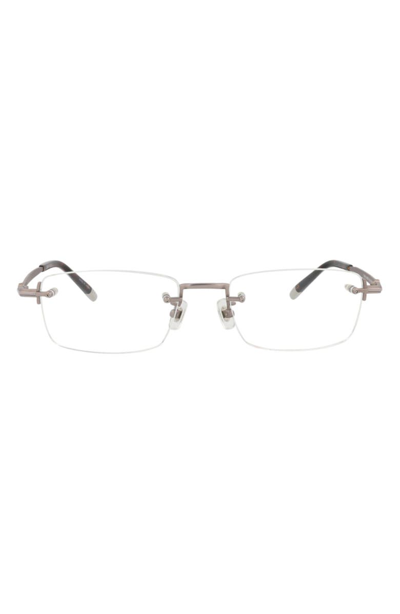 Montblanc 54mm Square Optical Glasses, Main, color, Ruthenium Transparent