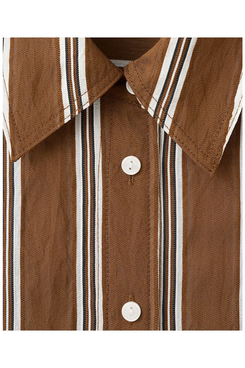 Stripe Straight Button-Up Shirt, Alternate, color, BROWN