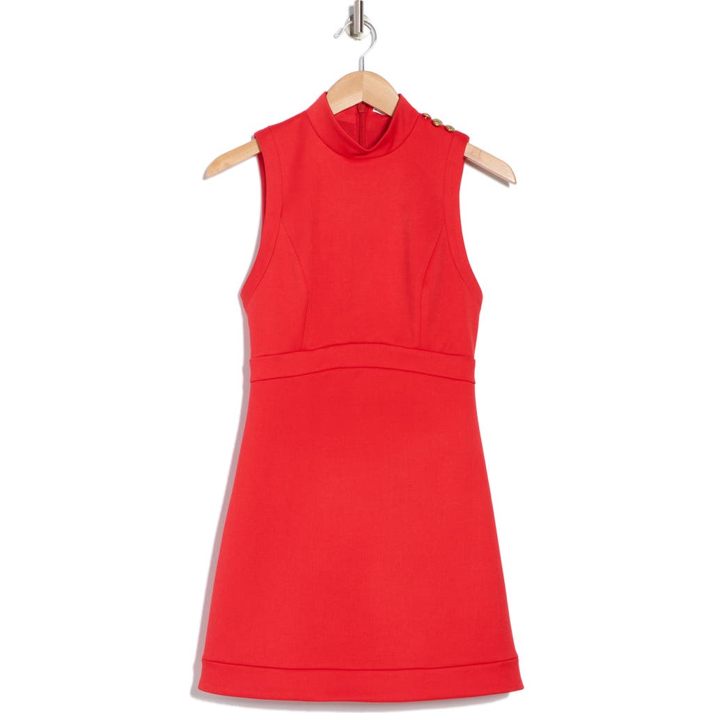 Alice And Olivia Alice + Olivia Victoria Mock Neck Sheath Dress In Bright Ruby