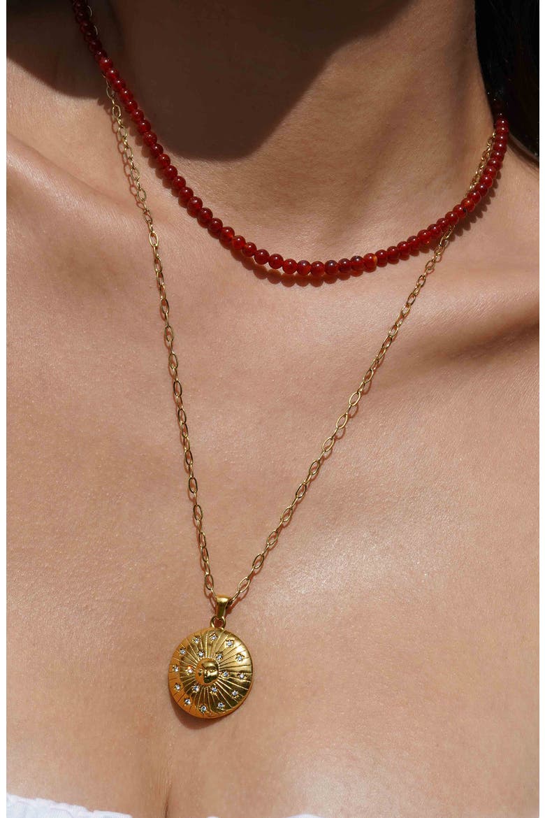 Sun Medallion Necklace, Alternate, color, GOLD