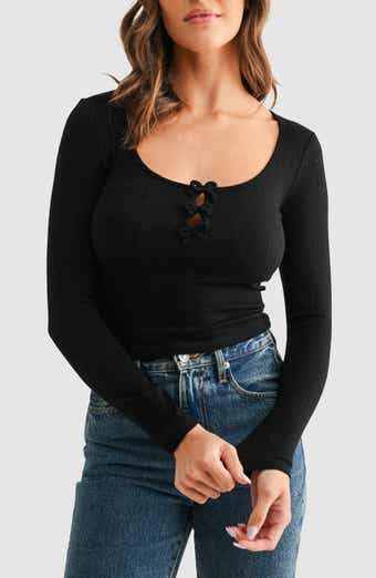 All in Favor Bow Pointelle Sweater