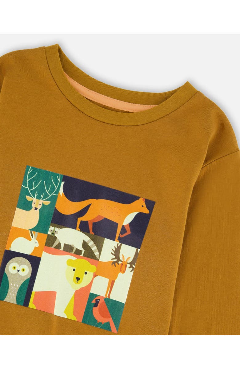 Deux par Deux Long Sleeve Cotton Jersey Tee Shirt, Alternate, color, Orange Brown