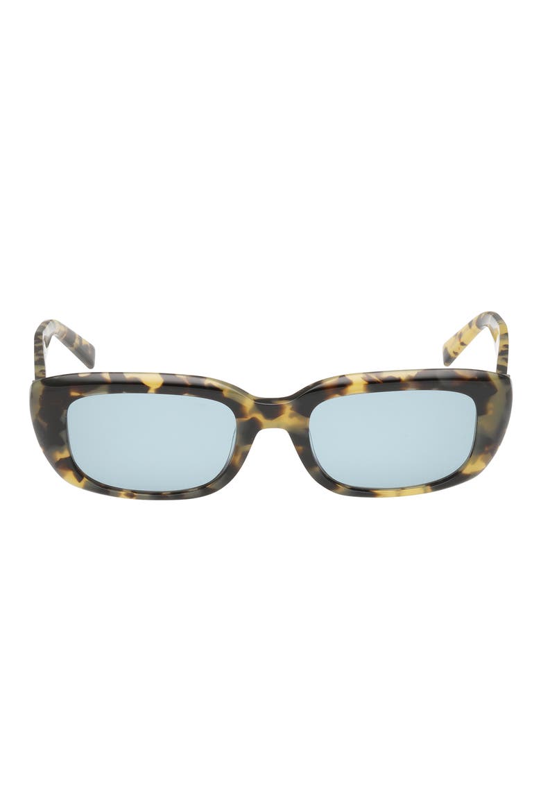 52mm Rectangular Sunglasses, Main, color, COLORED HAVANA / GREEN LENS