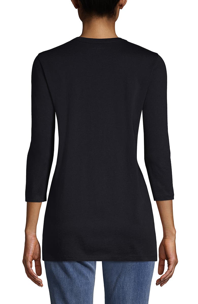 Lands' End 3/4 Sleeve Cotton Supima Tunic, Alternate, color, Black