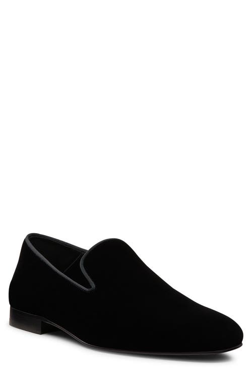 Stuart Weitzman Buzz Venetian Loafer In Black Velvet