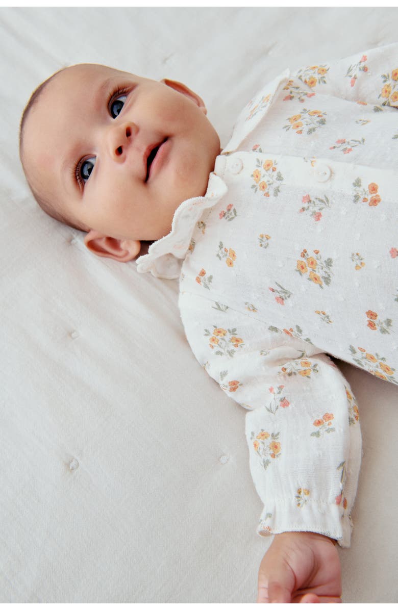 H&M Cotton Muslin Romper Suit, Alternate, color, Cream/Floral