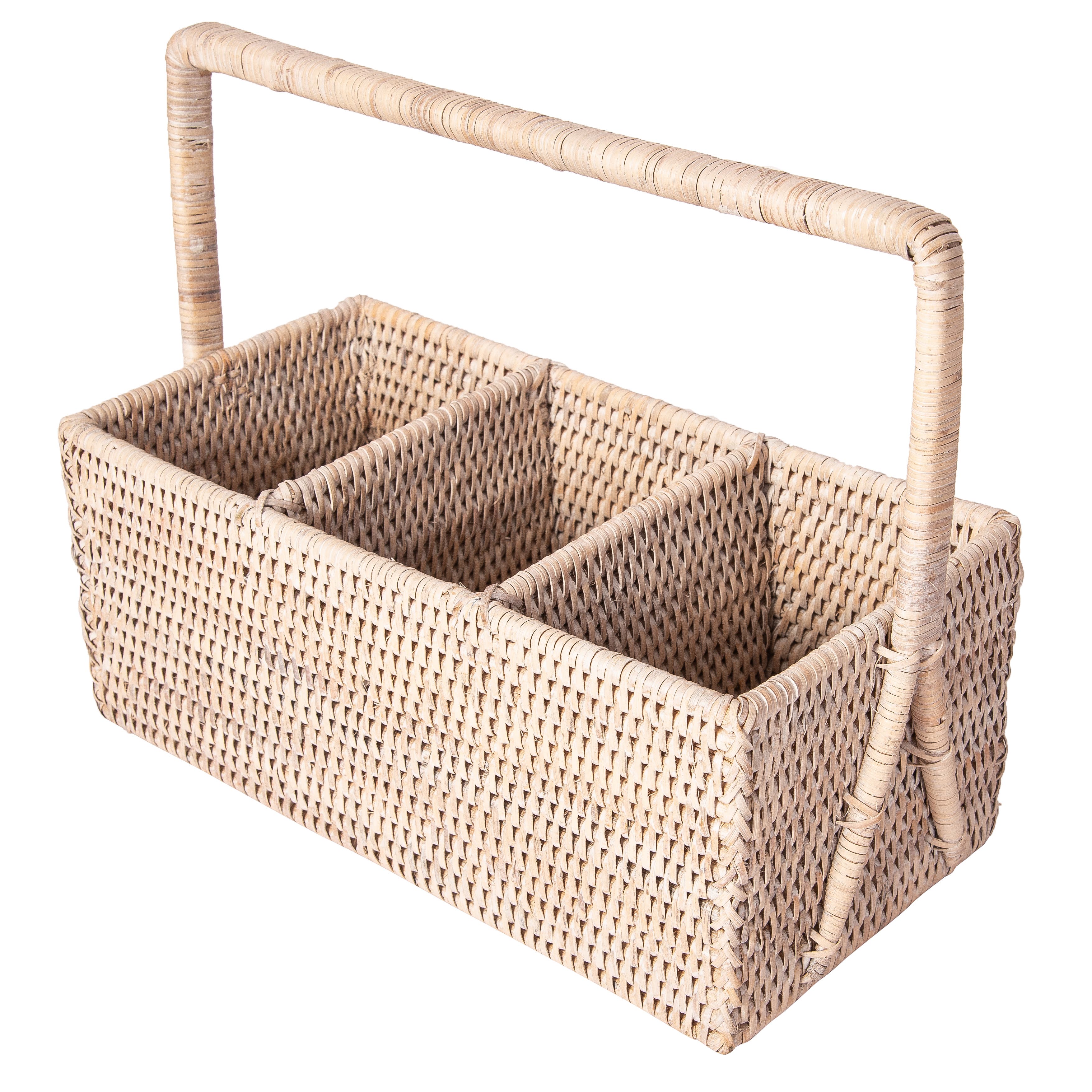Artifacts Trading Company ™ Artifacts Rattan 3 Section Caddy/cutlery Holder With Handle In Neutral