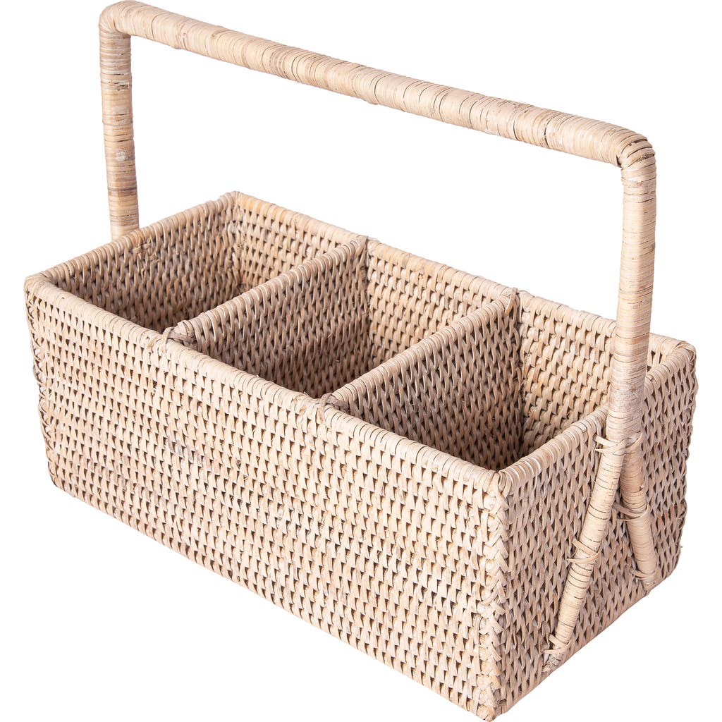 Artifacts Trading Company ™ Artifacts Rattan 3 Section Caddy/cutlery Holder With Handle In Neutral
