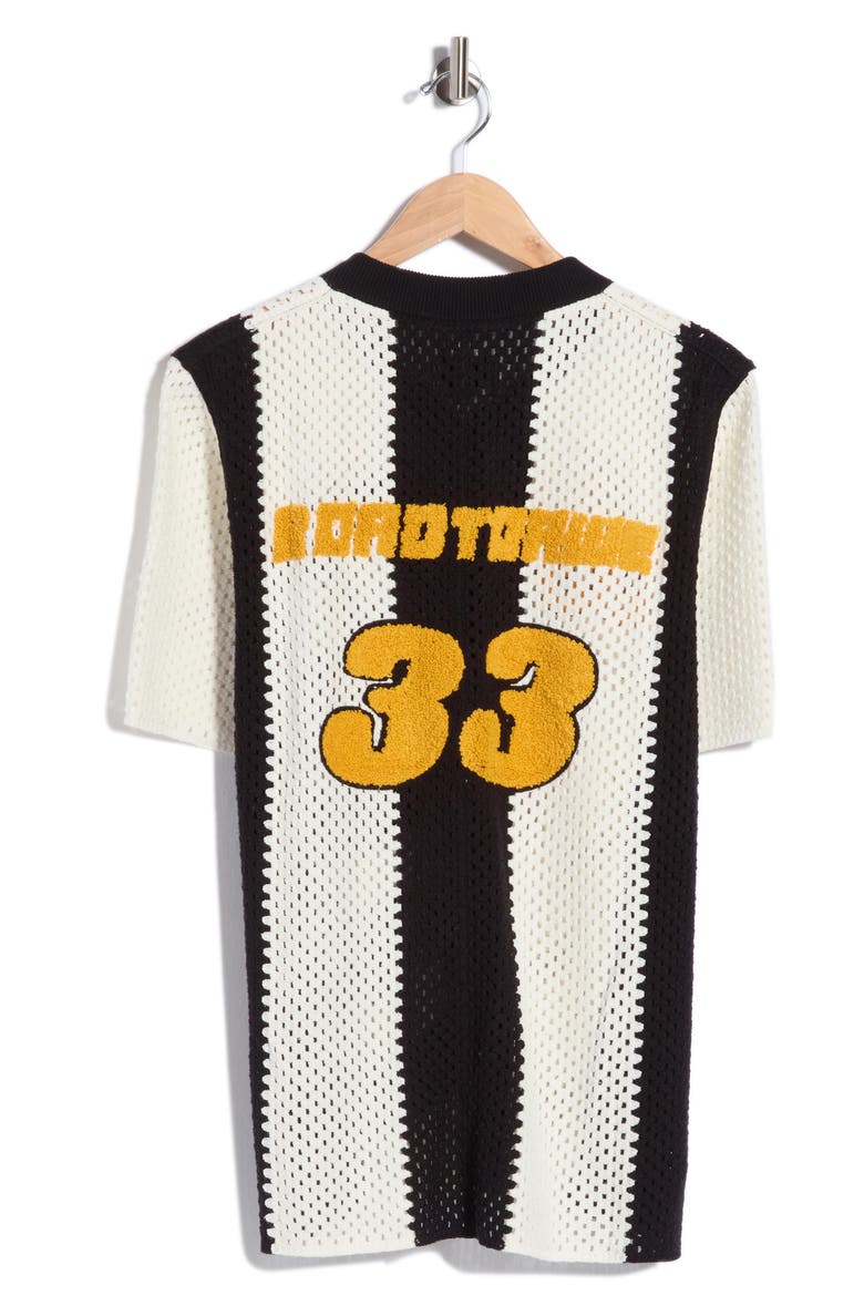 Benjamin Race Stripe Open Knit T-Shirt, Alternate, color, BLACK RACE STRIPE