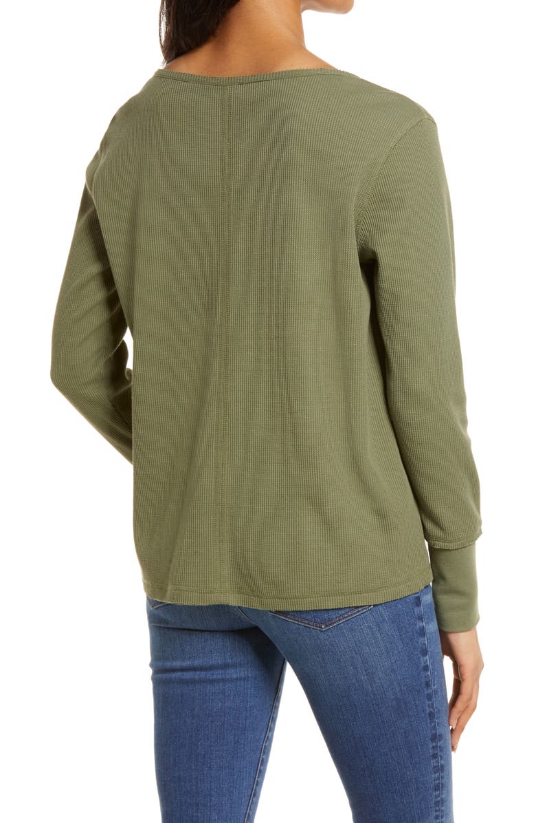 Caslon<sup>®</sup> Split Neck Organic Cotton Blend Thermal Knit Top, Alternate, color, 