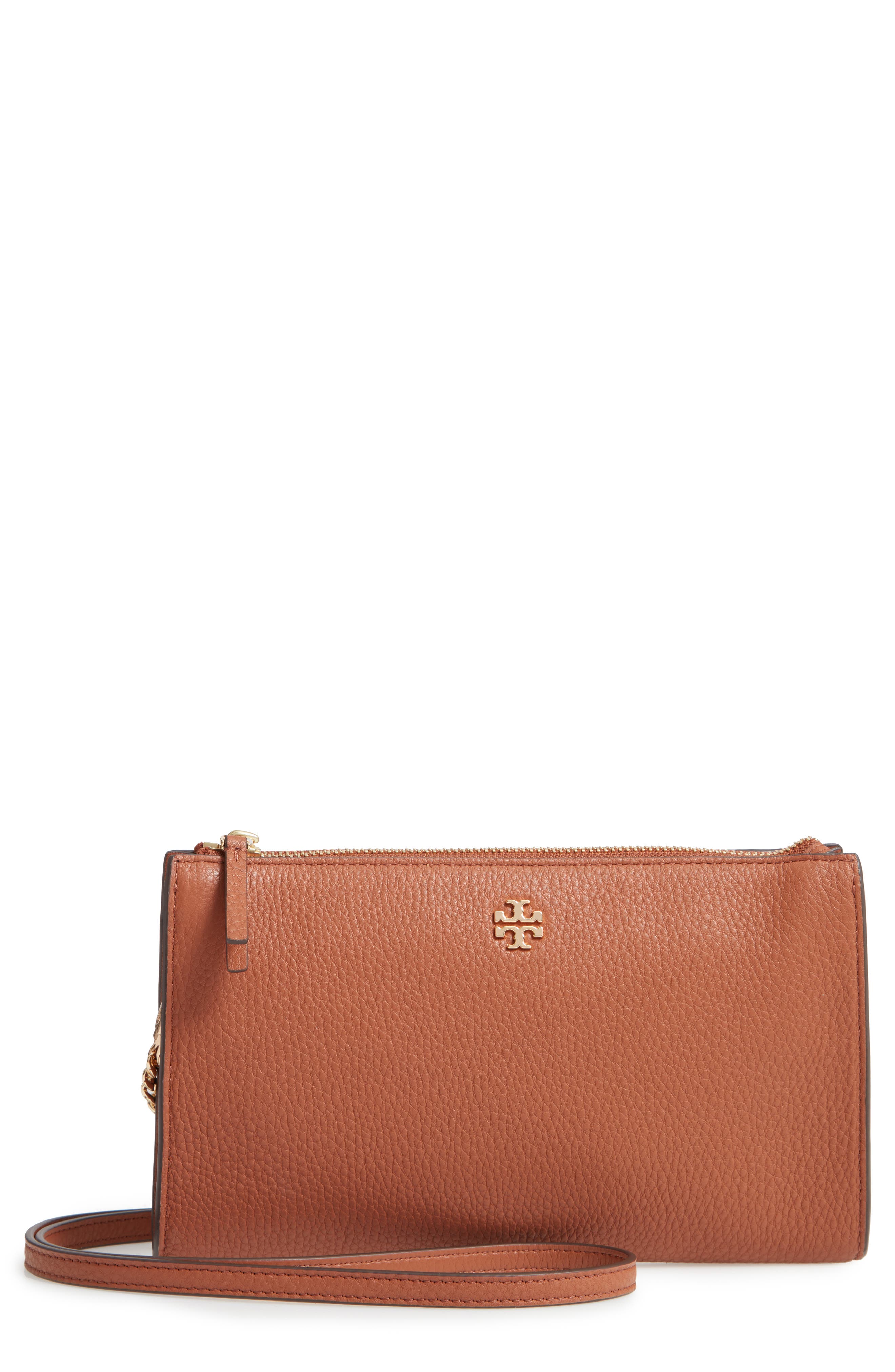 Tory Burch Pebbled Leather Top Zip Crossbody Bag, Main, color, 