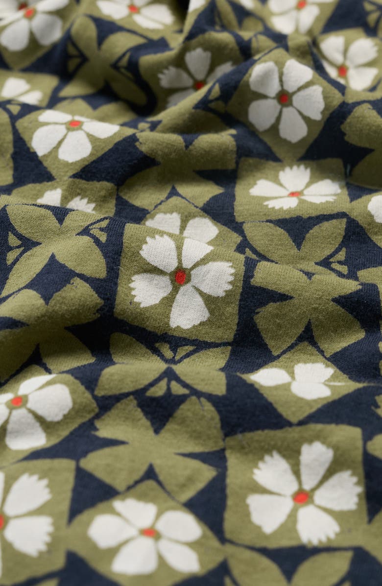 Seasalt Cornwall Cudden Print Organic Cotton Blend Midi Dress, Alternate, color, Clay Stamp Moss