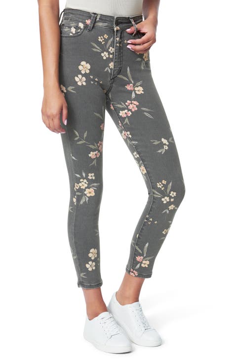 The Charlie High Waist Ankle Skinny Jeans (Painted Blossoms)