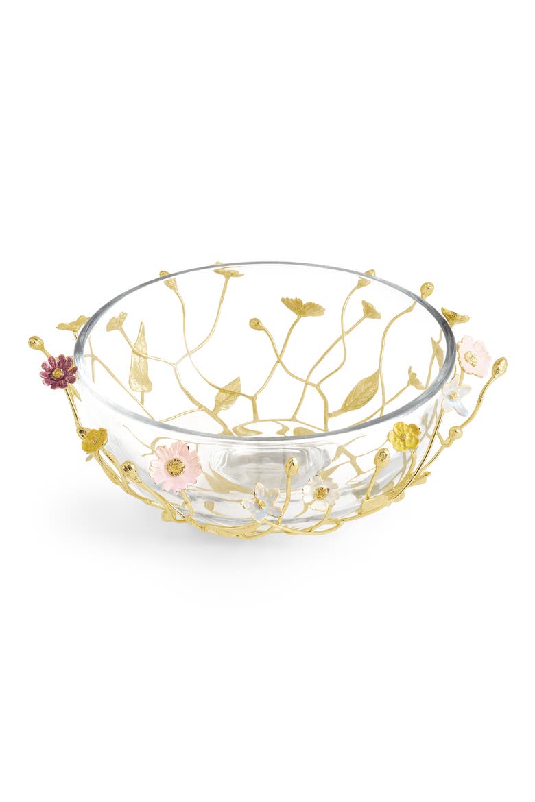Wildflowers Large Glass Bowl, Alternate, color, GOLD