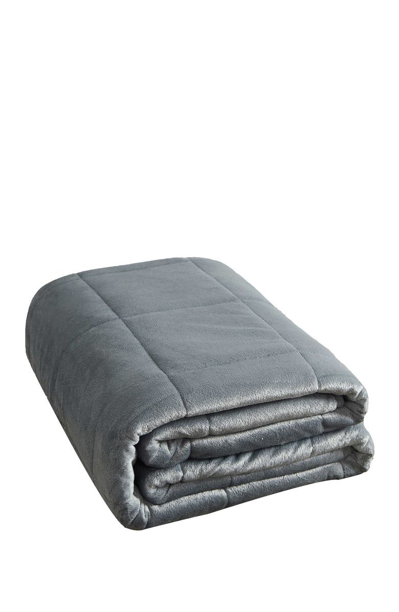 DREAM THEORY Faux Fur 15lb. Weighted Blanket - Silver Grey, Main, color,