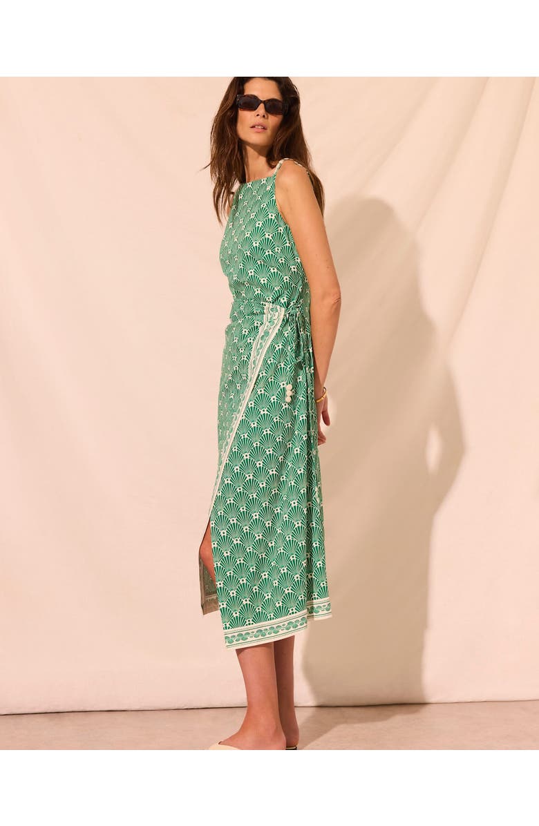 MINT VELVET Linen Blend Square Neck Midi Dress, Alternate, color, Green