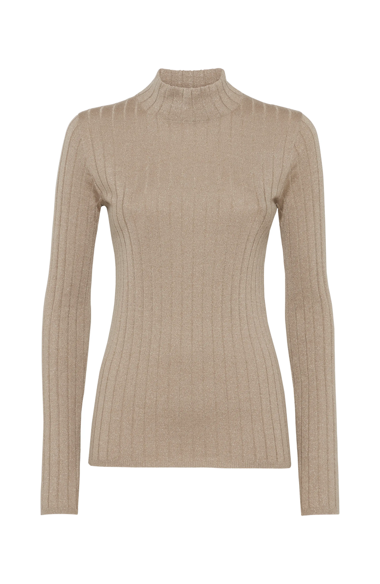 Brunello Cucinelli Sparkling cashmere and silk rib knit mock neck sweater, Main, color, 